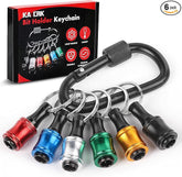 Push to Unlock,Katerk 6pcs 1/4 inch Hex Shank Aluminum Alloy Screwdriver Bit Holder Light - Weight Quick - Change Extension Bar Keychain Drill Screw Adapter Portable,Black Carabiner,Tool Gifts for Men - Showlu Well Nation Store